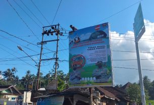 Larang Mudik, Polres Tanggamus dan Polsek Jajaran Pasang Spanduk