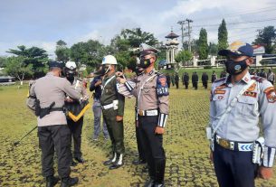 Amankan Idul Fitri 1442 H, Polres Lampung Utara Apel Pasukan Ops Ketupat Krakatau 2021