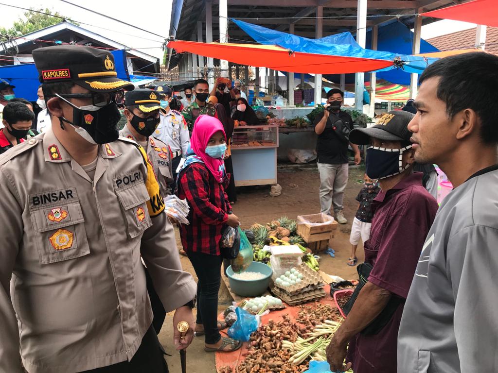 Polres Way Kanan Dan Satgas Covid-19 Sidak Pasar KM 2 Blambangan Umpu