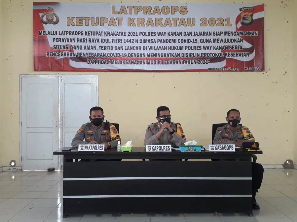 Polres Way Kanan Gelar Latpra Ops Ketupat Krakatau 2021