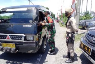 Dandim Aceh Barat Bersama Kapolres Tinjau Pos Penyekatan Arus Mudik Lebaran