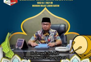 Kepala BPKAD Lampura Mengucapkan Selamat Hari Raya Idul Fitri 1442/H