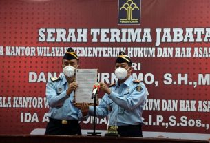 Serah Terima Jabatan Kepala Kantor Wilayah Kementerian Hukum dan Hak Asasi Manusia Lampung