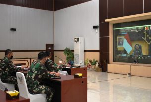 Danrem 043/Garuda Hitam Ikuti Rakor Program Serbuan Vaksinasi Yang Dipimpin Panglima TNI Secara Virtual
