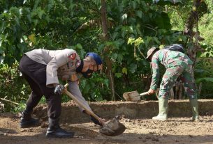 Kokohnya Kebersamaan TNI dan Polri dalam pelaksanaan TMMD Ke -111 Kodim 1407/Bone