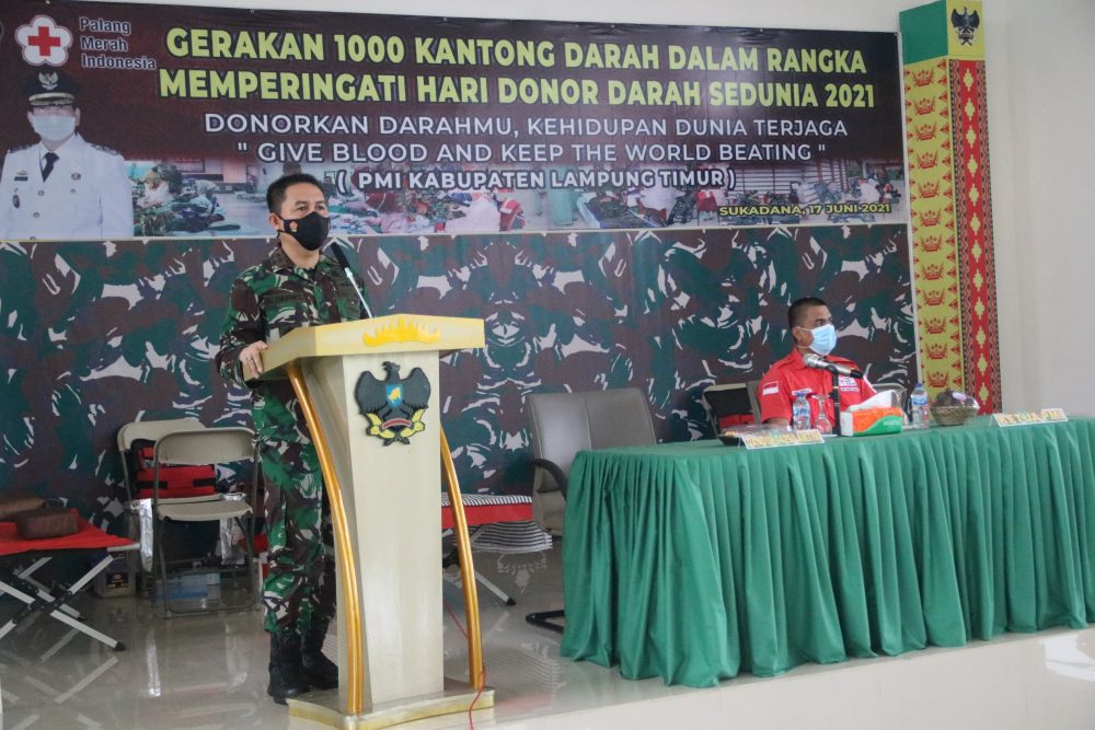 Peringati Hari Donor Darah Sedunia Kodim 0429/Lamtim Gelar Gerakan 1000 Kantong Darah