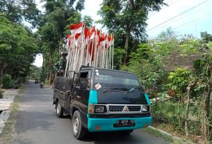 Ratusan Bendera Merah Putih Ramaikan Jalan-Jalan di Desa Tamansari