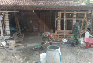 Rumah Sutiah Mencapai 50 % Hari Ini dilanjutkan Pembangunan Oleh Satgas TMMD Reg.111 kodim Pati