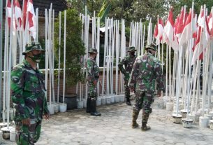 Sambut Upacara Pembukaan TMMD Reg.111 Kodim Pati, Bendera Merah Putih Turut Semarakkan Kegiatan