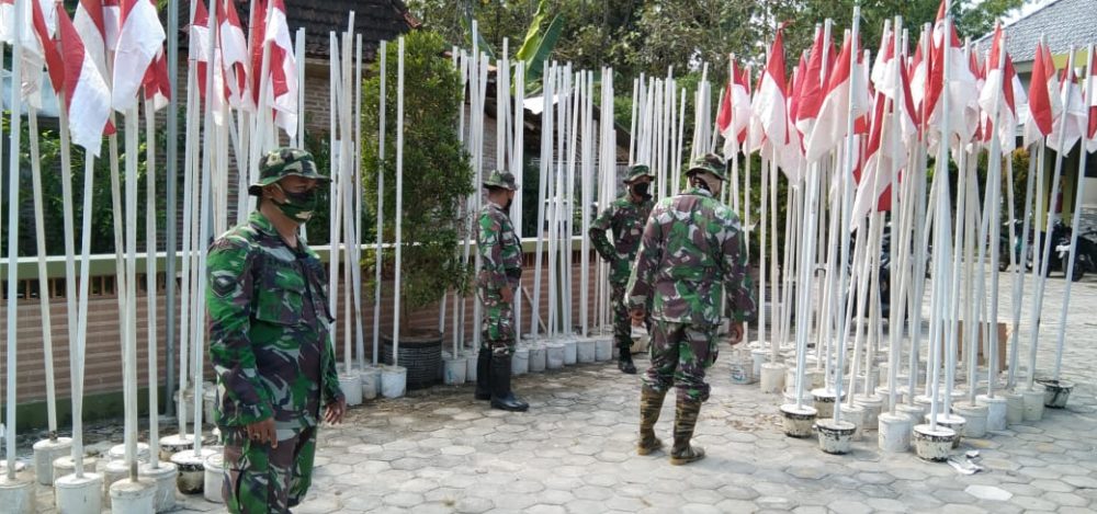 Sambut Upacara Pembukaan TMMD Reg.111 Kodim Pati, Bendera Merah Putih Turut Semarakkan Kegiatan