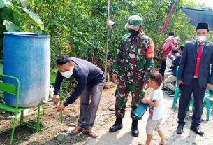 Awasi Prokes Babinsa Pantau Hajatan Di Desa Kepoh