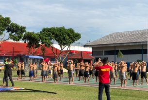 Jaga Imunitas Tubuh Bagi Warga Binaan Lapas Narkotika Bandar Lampung Rutin Melaksanakan Senam Pagi Dan Berjemur