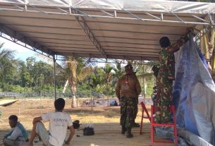 Berbagai Macam Terpaan Tak Pengaruhi Semangat Satgas TMMD dan Warga Selama Bekerja