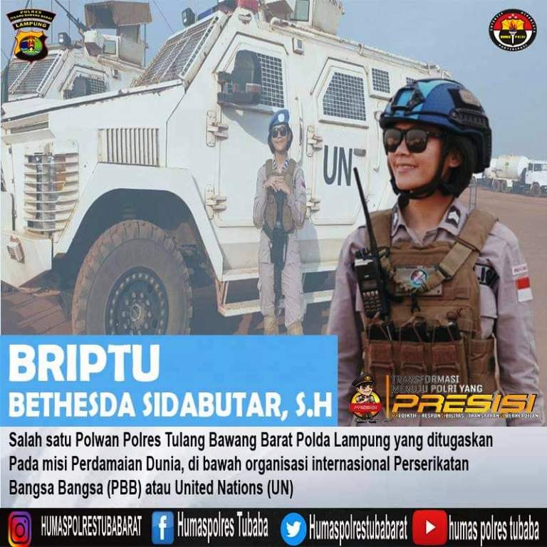 Bertugas di Perbatasan UN , Briptu Bethesda Sidabutar SH Polwan Lampung Banggakan Nama Polres Tubaba