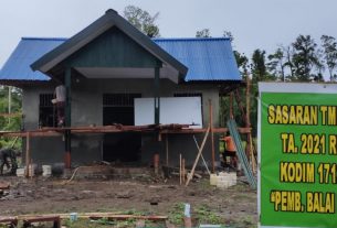 Sedikit demi Sedikit Bangunan TMMD di Kampung Dorba Selesai