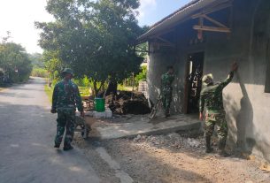 Satgas TMMD Selesaikan Pekerjaan Acian Tembok RTLH Milik Mudadi