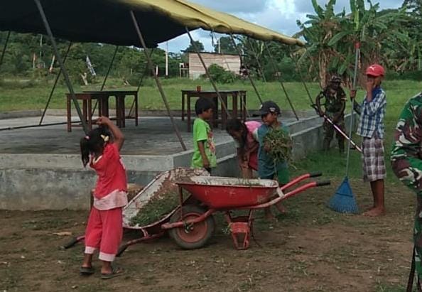 Senyum Anak-anak Kampung Dorba Jadi Penyemangat Satgas TMMD