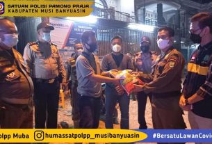 Sinergi Satpol PP Muba dan Forkompincam Bayung Lincir Sosialisasikan PPKM Level IV