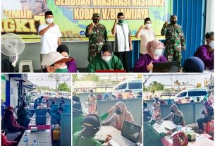 Sinergi Serbuan Vaksin Kodim 0813 Bersama Relawan Dinkes Bojonegoro