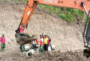 Satgas TMMD ke 111 kodim 1407 Bone, mulai pemasangan gorong gorong