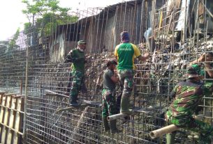 Satgas TMMD Reguler Ke-111 Kodim 0735/Surakarta Bersama Warga Terus Kebut Pembangunan Talud