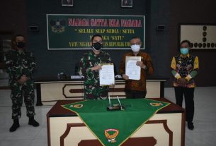 Dandim 0429/Lamtim Hadiri Acara Penanda Tanganan Nota Kerjasama Optimasi Lahan Rawa Provinsi Lampung.