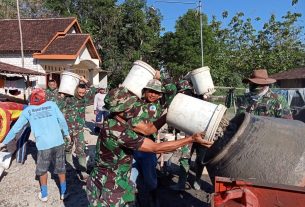 Semangat Luar Biasa Semua Anggota Satgas Dan Warga Di Akhir Pengecoran