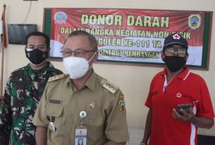 Donor Darah Dalam Rangka TMMD Reguler 111 Dilaksanakan di Aula Kecamatan Jaken