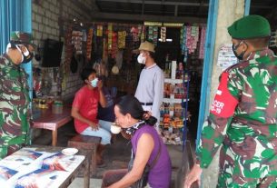 Satgas TMMD Gencar Himbau Warga Patuhi Protokol Kesehatan Untuk Cegah Penyebaran Covid-19.