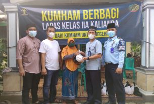 Kumham Berbagi, Lapas Kalianda Bagikan Ratusan Paket Sembako, Daging dan Vitamin