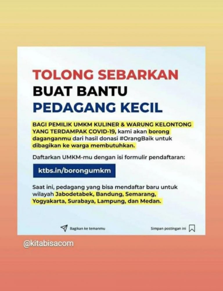 Terus Bergerak Menolong, Kitabisa.com Galang Donasi Borong Dagangan UMKM Kuliner dan Warung Kelontong