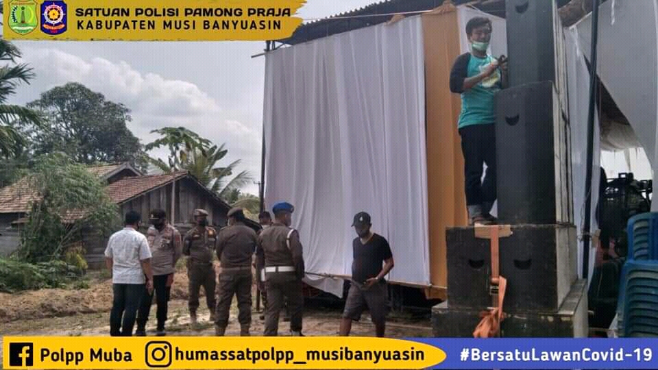 Satpol PP Muba bersama Camat, Polsek dan Babinsa Kecamatan Tungkal Jaya Laksanakan PPKM LEVEL IV