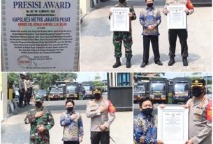 Sinergi Program Vaksinasi TNI-Polri Dandim 0501 dan Kapolres Metro Jakarta Pusat Raih Penghargaan Presisi Award