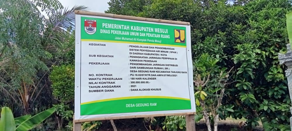 Proyek SPAM Desa Gedung Ram Sesuai RABB