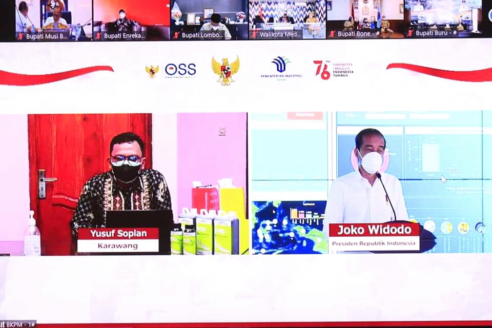 Sekda Apriyadi Hadir Secara Virtual Peresmian Layanan OSS