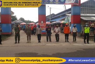 Satpol PP Bersama TNI, Polri dan BPBD Sosialisasikan PPKM Level IV di Pasar Randik Sekayu