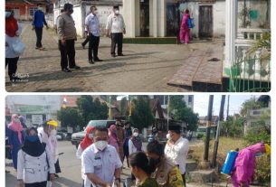 Putus penyebaran covid 19, Kelurahan Kotabumi Udik semprot desinfektan dan bagikan masker