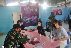 Ratusan Warga Lampung Timur Ikuti Serbuan Vaksinasi Kodim 0429/Lamtim
