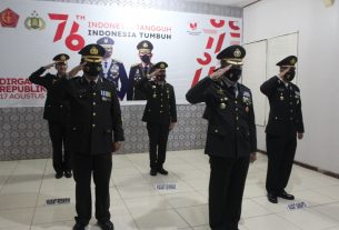 Kapolres Tubaba Ikuti Upacara Hut Kemerdekaan RI ke 76 Secara Virtual Yang diPimpin Presiden RI Jokowi