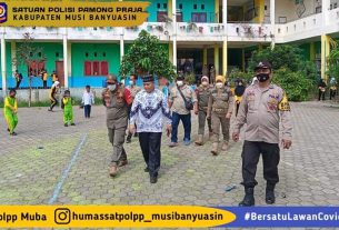 Satpol PP Muba Kunjungi Forkompincam Lawang Wetan Sampaikan Surat Edaran PPKM Level III