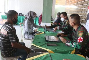Kodim 0410/KBL kembali menggelar kerjasama dengan Tenaga Kesehatan Serbuan Vaksinasi