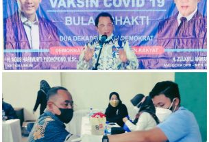 Bulan Bakti Dua Dekade Demokrat, Vaksinasi COVID-19 Seribu Warga Tanjungsenang dan Natar dari Anggota DPR Zulkifli Anwar