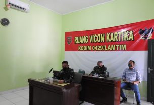 Dandim 0429/Lamtim Ikuti Rakor Evaluasi Pendistribusian Obat Tahap II Secara Virtual