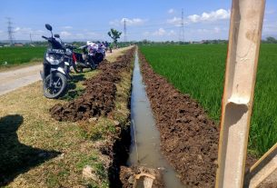 Pembuatan talud di Dk. Majasto - Boto terus bergeser cepat, lokasi baru diawali dengan pemasangan patok-patok dan Bowplank