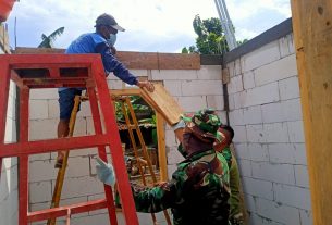 RTLH milik bapak Upik sudah pada tahap pengecoran Ring Balk, Babinsa yakin target waktu dapat terselesaikan