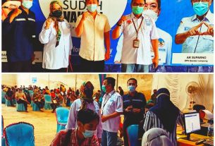 396 Tersuntik, DPK APINDO Bandarlampung Helat Vaksinasi OJK-APINDO di Aman Jaya