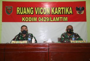 Dandim 0429/Lamtim Ikuti Vicon Dalam Rangka Serbuan Vaksinasi Wilayah Kodam II/Swj