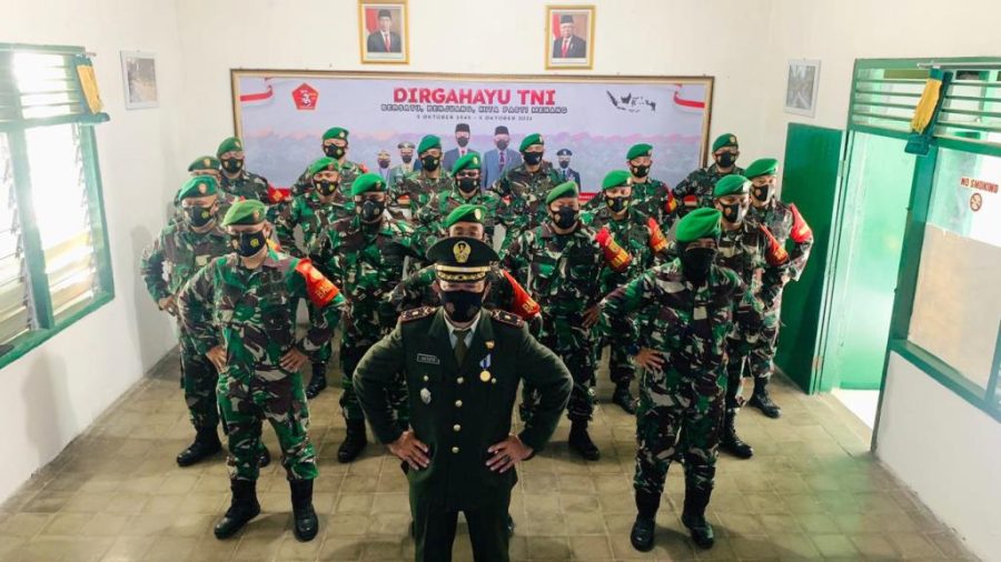 Personel Koramil Kodim 0410/KBL Ikuti Peringatan HUT TNI ke-76