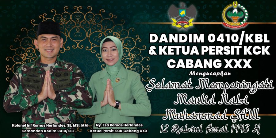 Selamat Memperingati Maulid Nabi, Dandim 0410 KBL