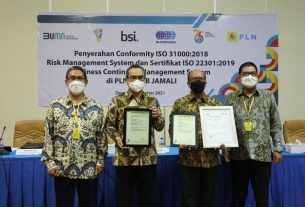 Tingkatkan Sistem Manajemen Risiko, PLN Peroleh Sertifikasi Conformity ISO 31000:2018 dan BCMS ISO 22301:2019